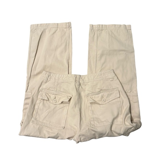 John Galt Brandy Melville Hi-Rise Wide Leg Cargo Denim Pants Off White - Picture 9 of 13